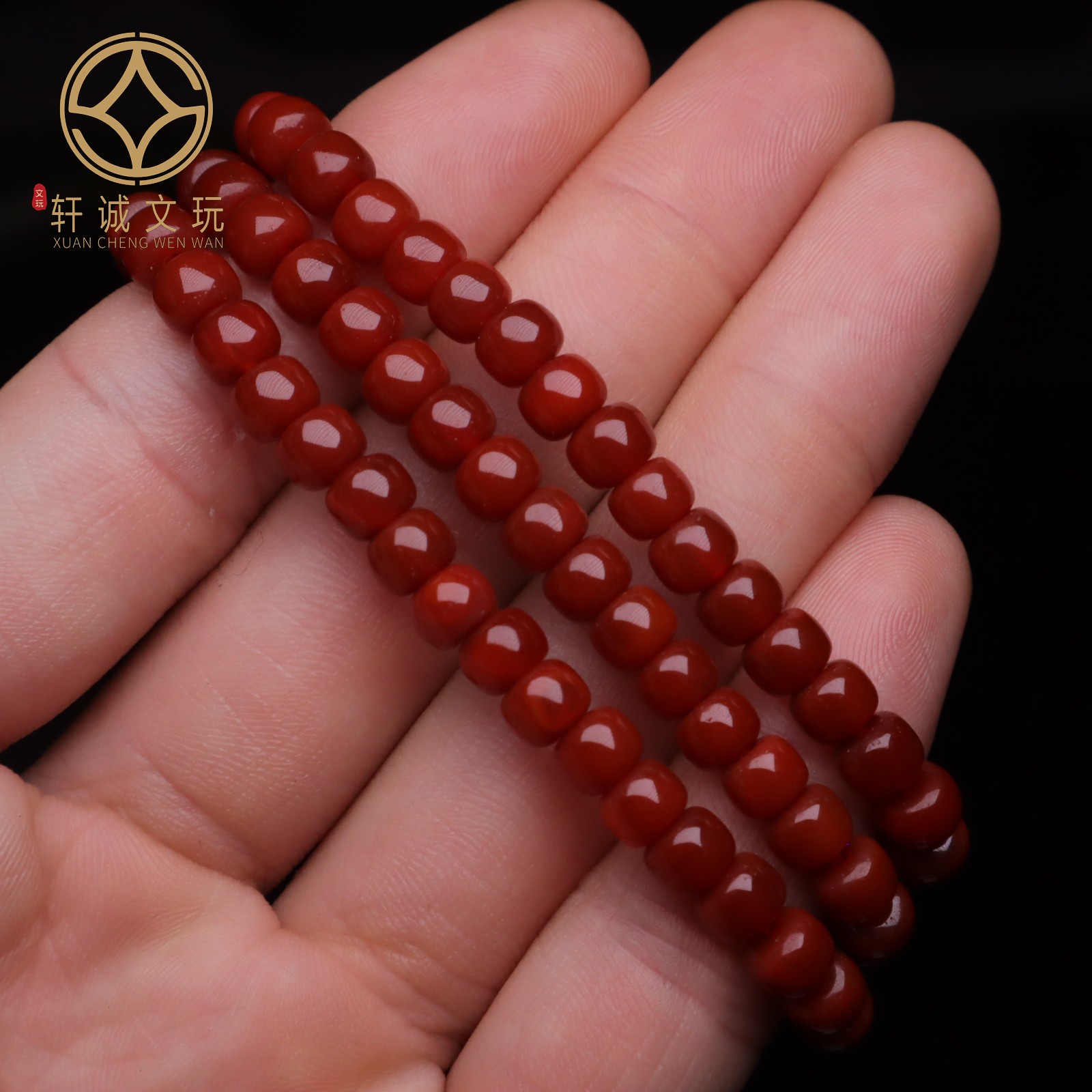 保真凉山满肉满色南红老型桶珠玛瑙隔手串手链108散珠DIY配饰