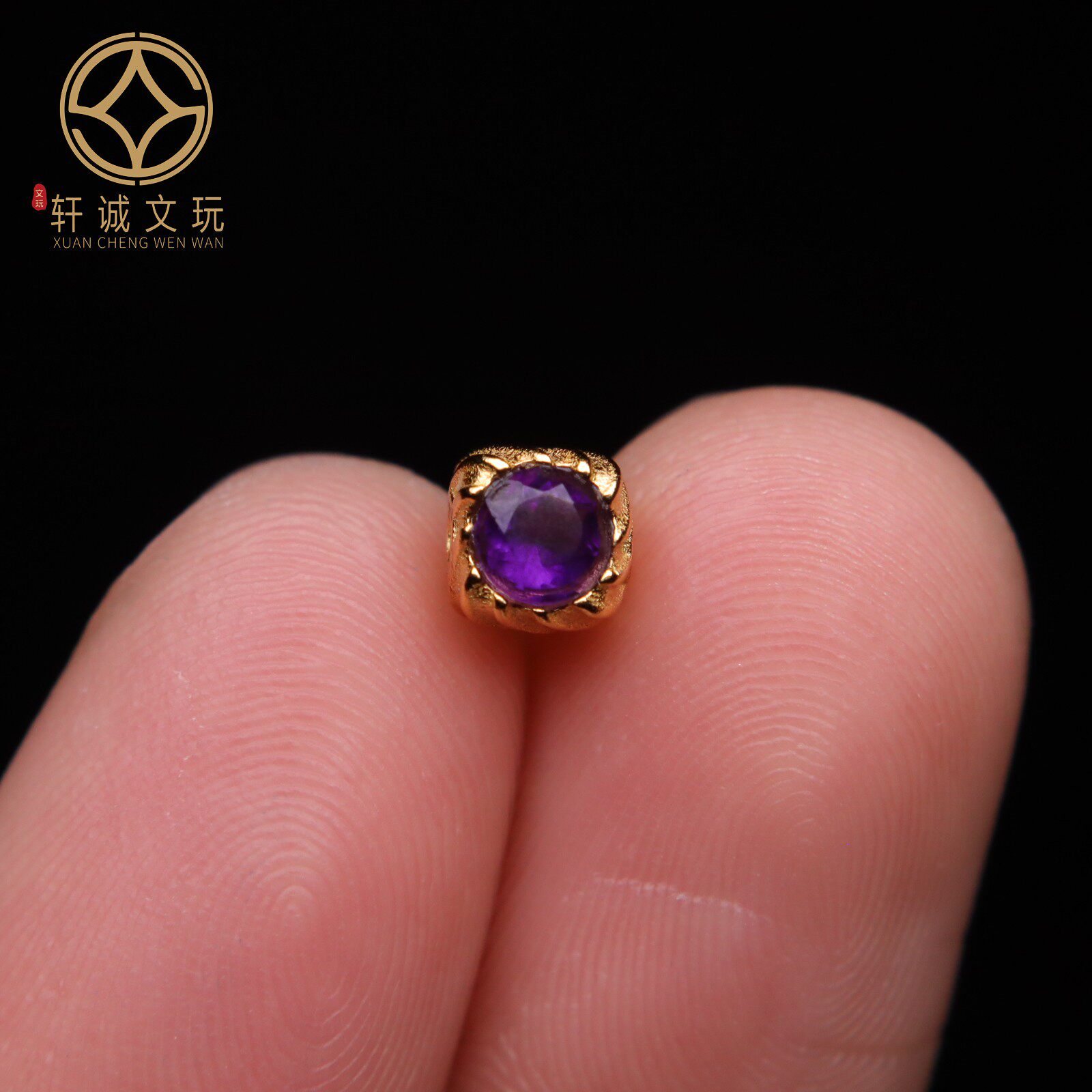 原创925银镀金紫水晶切面桶珠腰珠隔珠手工串珠diy文玩配饰配件