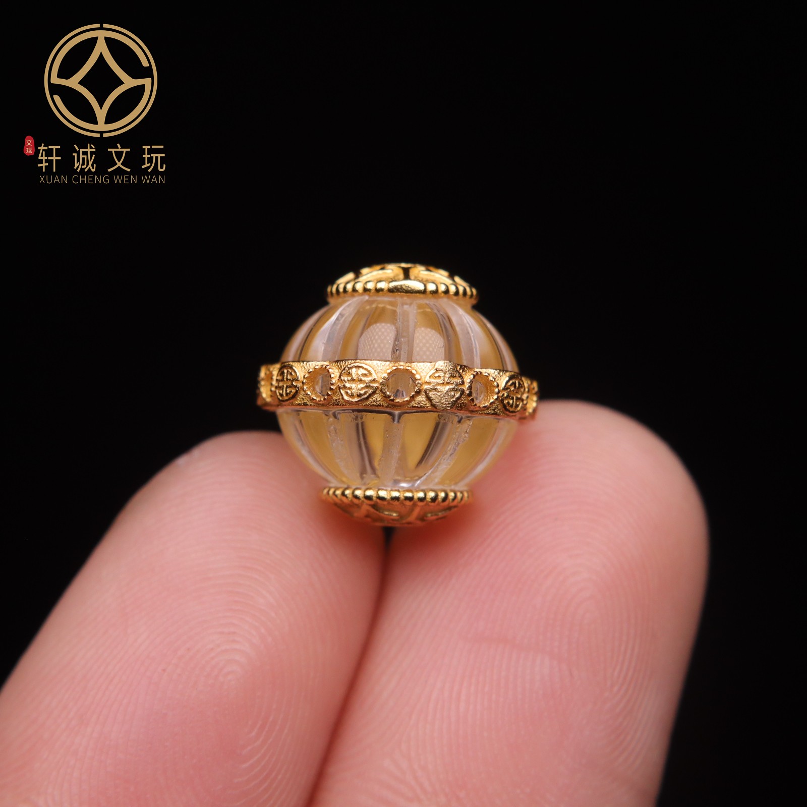 原创S925银镀金镶水晶瓜珠桶珠diy文玩佛珠手串手链隔珠文玩配件