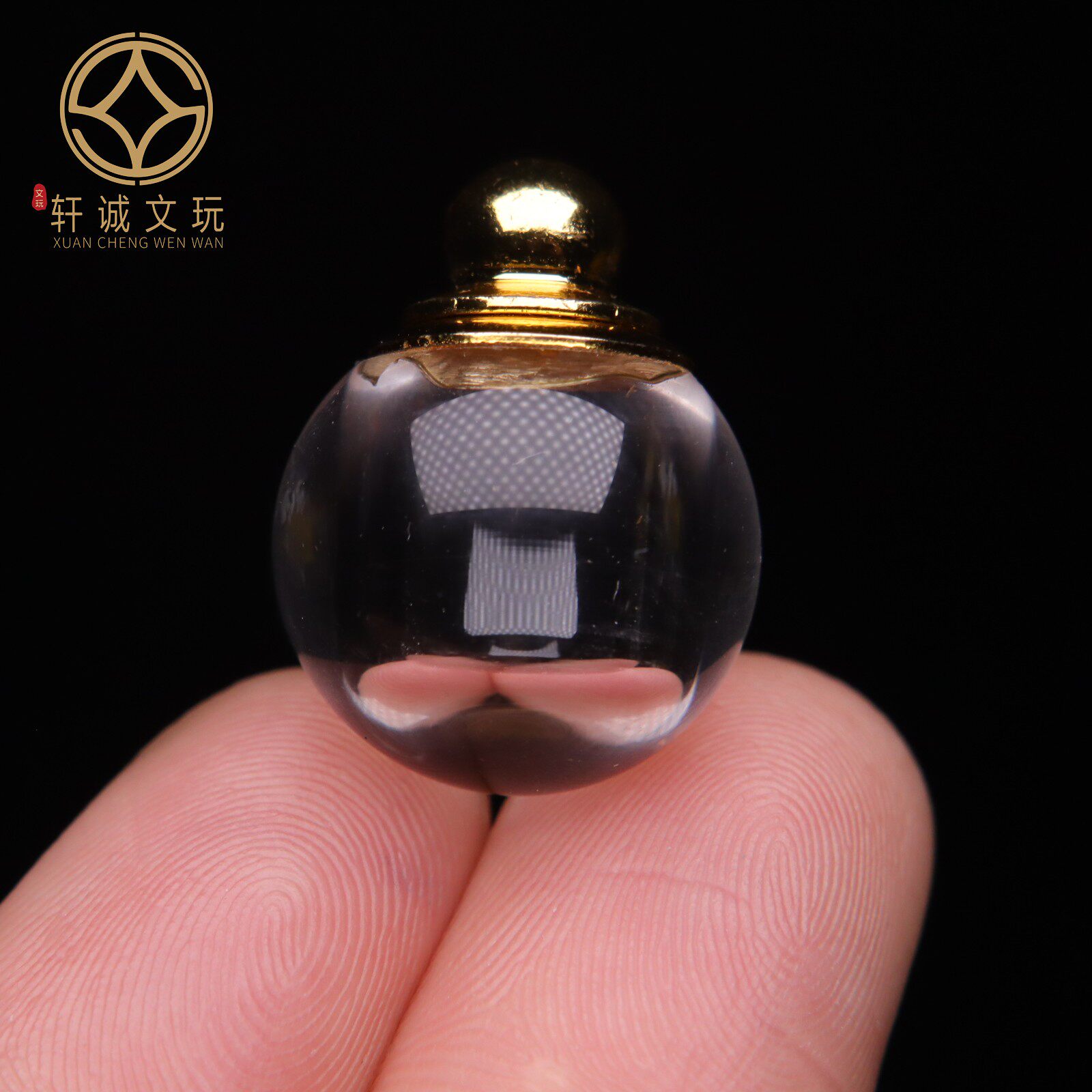 古法金配件天然水晶镂空瓶子可装隔珠DIY文玩配饰挂件牌子吊坠