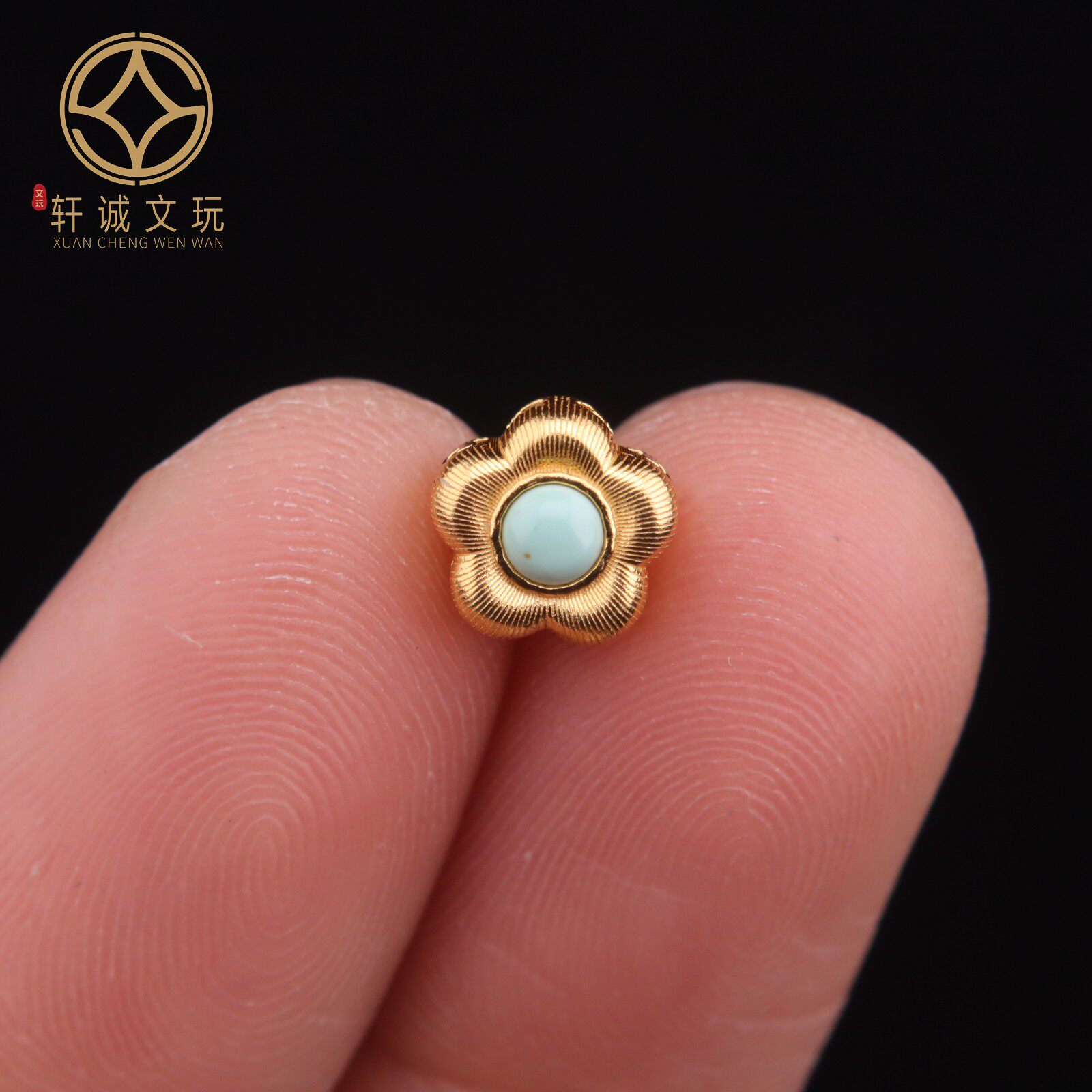 原创925银镀金花松石背云隔珠手工串珠编绳diy文玩配饰手串配件