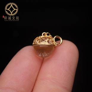 S925纯银镀金镶嵌圆珠白水晶隔珠配件配珠手串手链桶珠吊坠项链