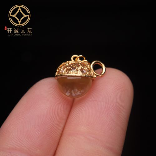 S925纯银镀金镶嵌圆珠白水晶隔珠配件配珠手串手链桶珠吊坠项链