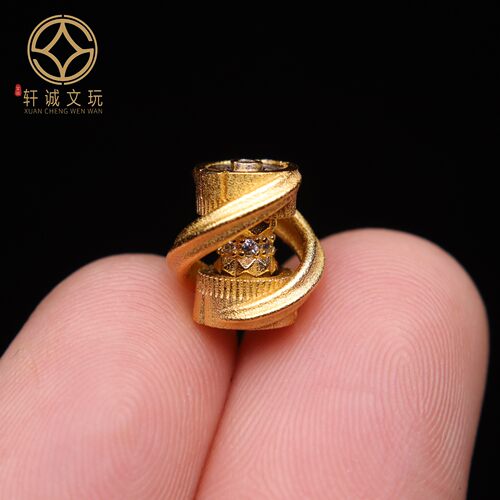 原创925银镀金时来运转可旋转桶珠腰珠隔珠串珠diy文玩配饰配珠