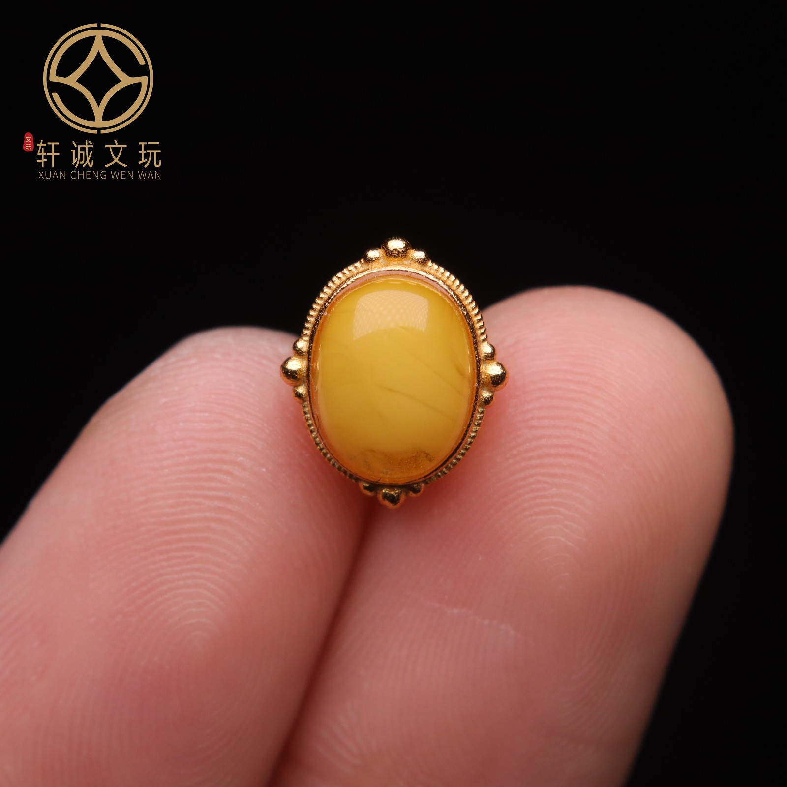 原创银镀金镶嵌天然琥珀蜜蜡鹅蛋桶珠隔珠散珠手串diy文玩配件饰