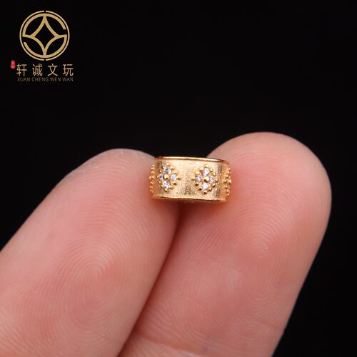原创925银镀金镶钻桶珠鼓珠隔珠手串手链串珠diy文玩配件配饰配珠