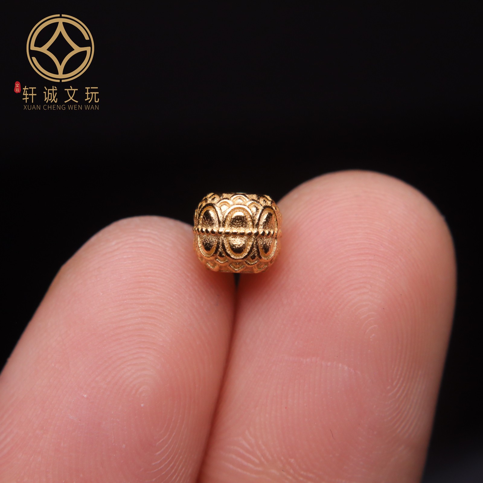 原创925银镀金莲花莲子圆珠腰珠隔珠手工串珠diy文玩配饰配珠