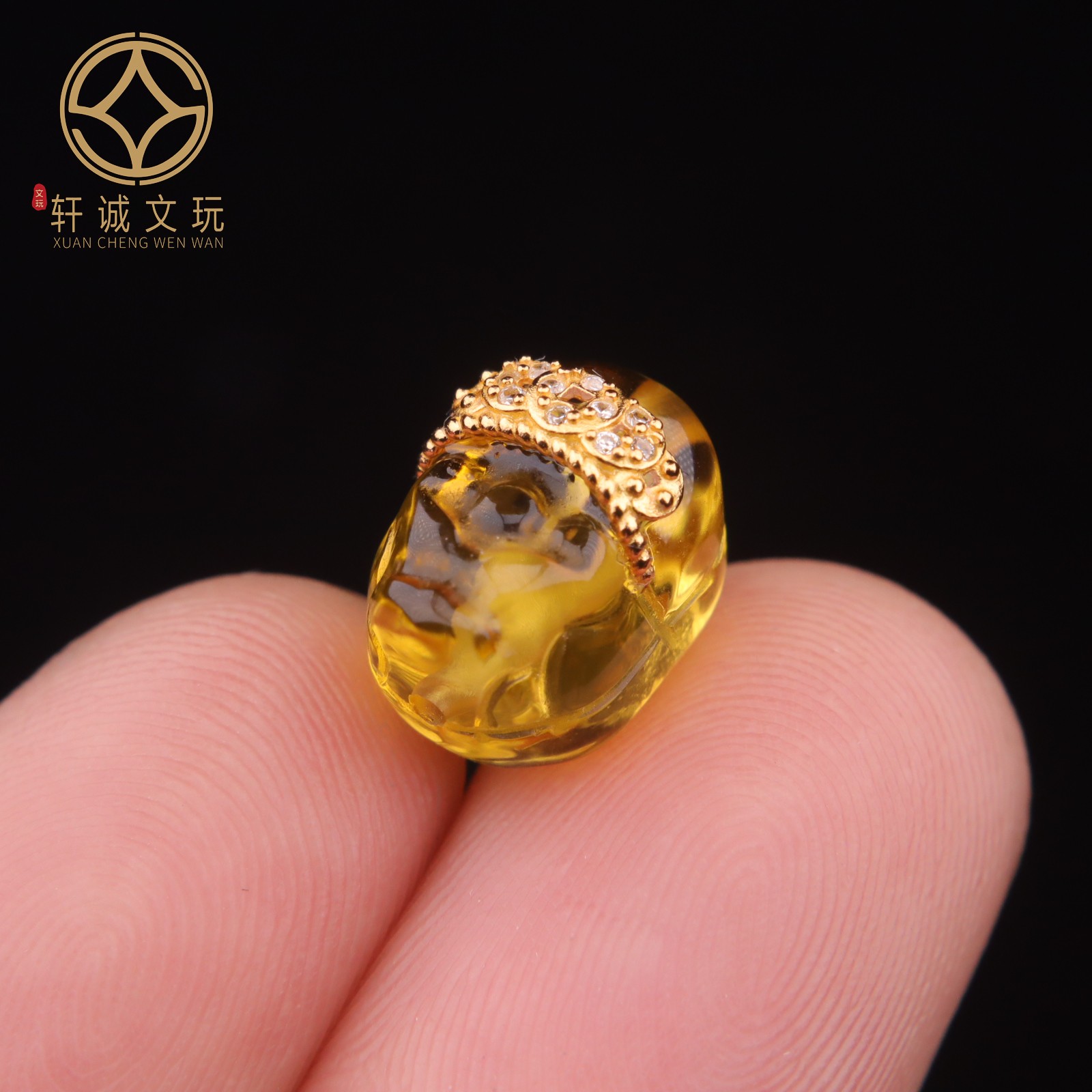 8.6MM蜜蜡貔貅银镀金配件天然水晶招财隔珠散珠珠子DIY文玩配饰