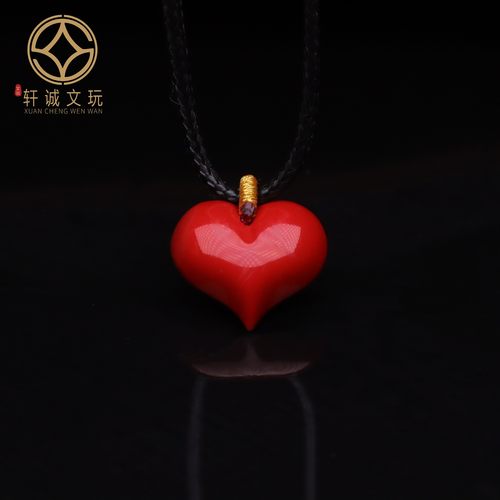 天然原矿朱砂爱心吊坠项链女士正品高品质牌子锁骨链挂件礼物