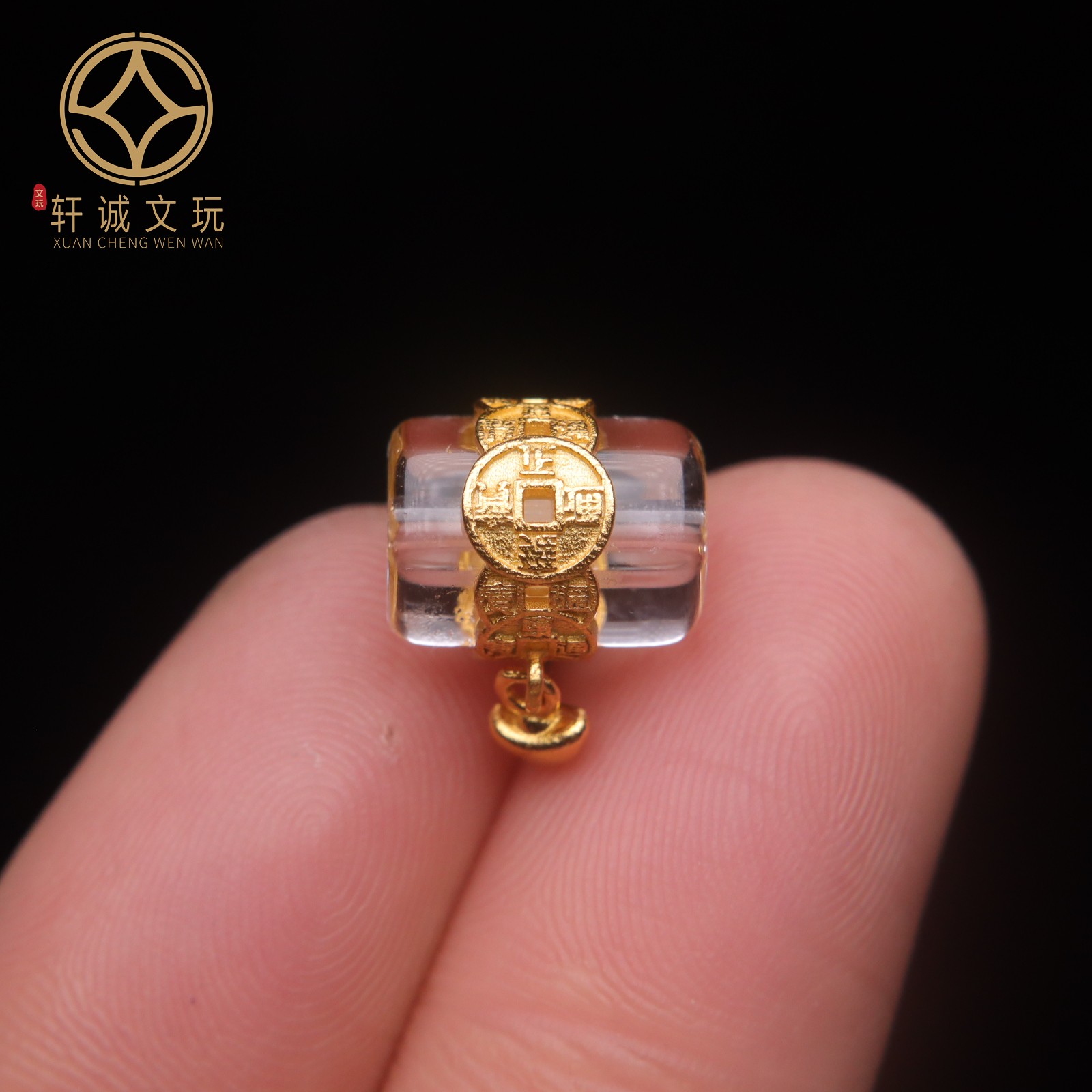 古法金银镀金配件天然水晶镶嵌桶珠隔珠散珠圆珠子DIY文玩配饰