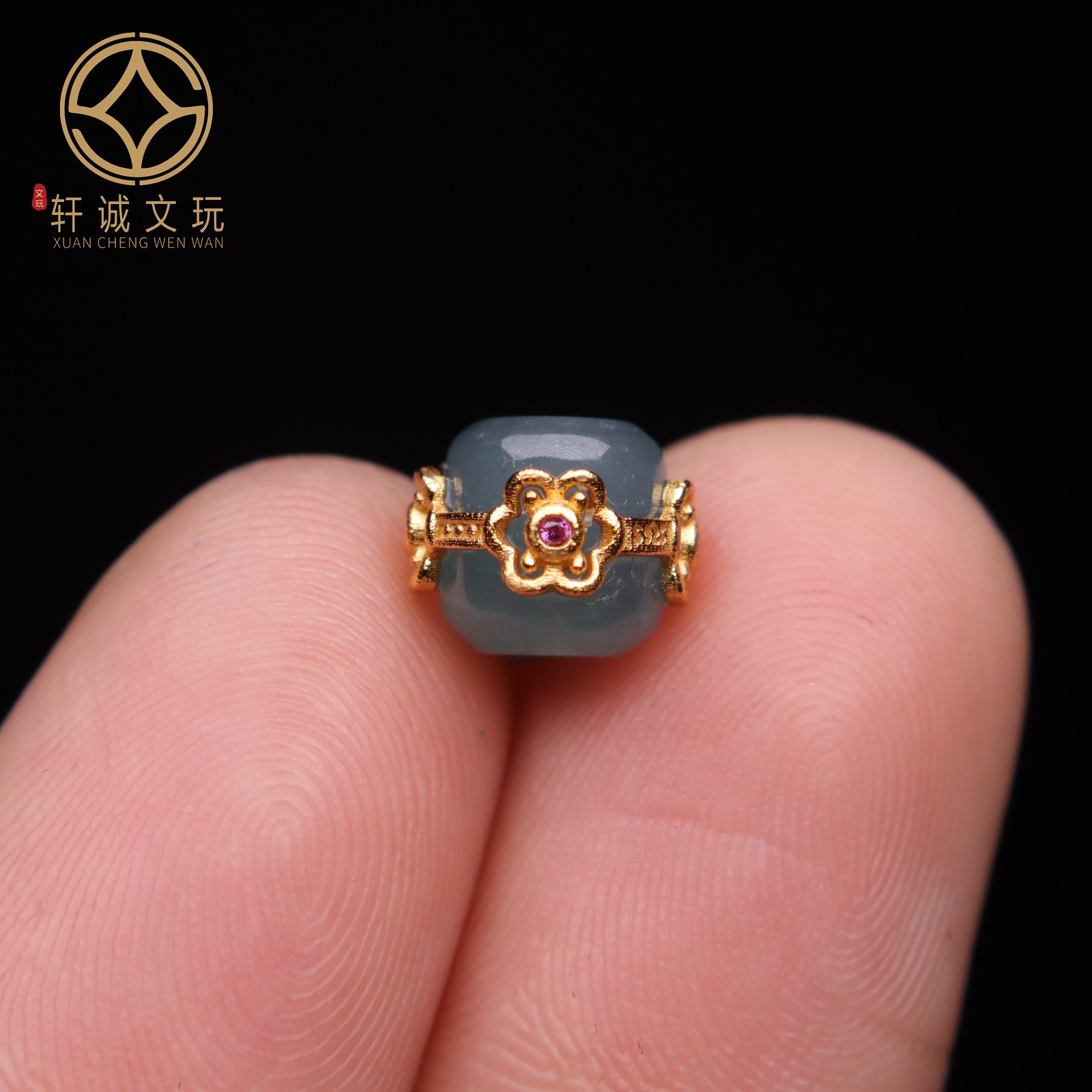 原创足银925镀金翡翠桶珠顶腰珠隔珠菩提手串手工串珠diy文玩配饰