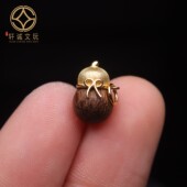 原创S925银镀金天然沉香木镶嵌葫芦桶珠散珠DIY配饰配件配珠饰品