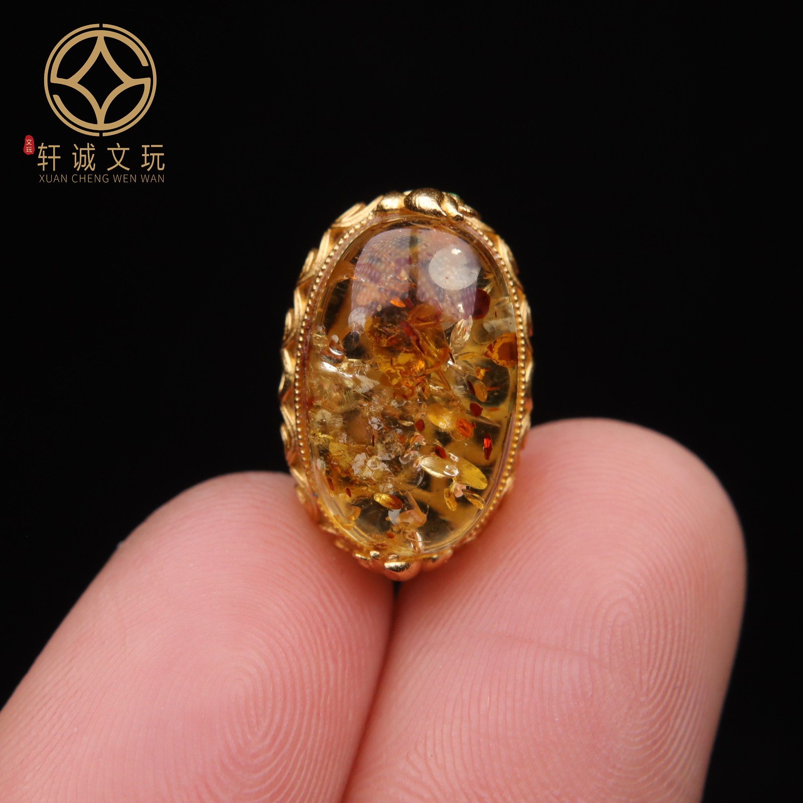 原创足银925镀金鹅蛋花蜜蜡背云桶珠隔珠手串串珠diy文玩配饰配件