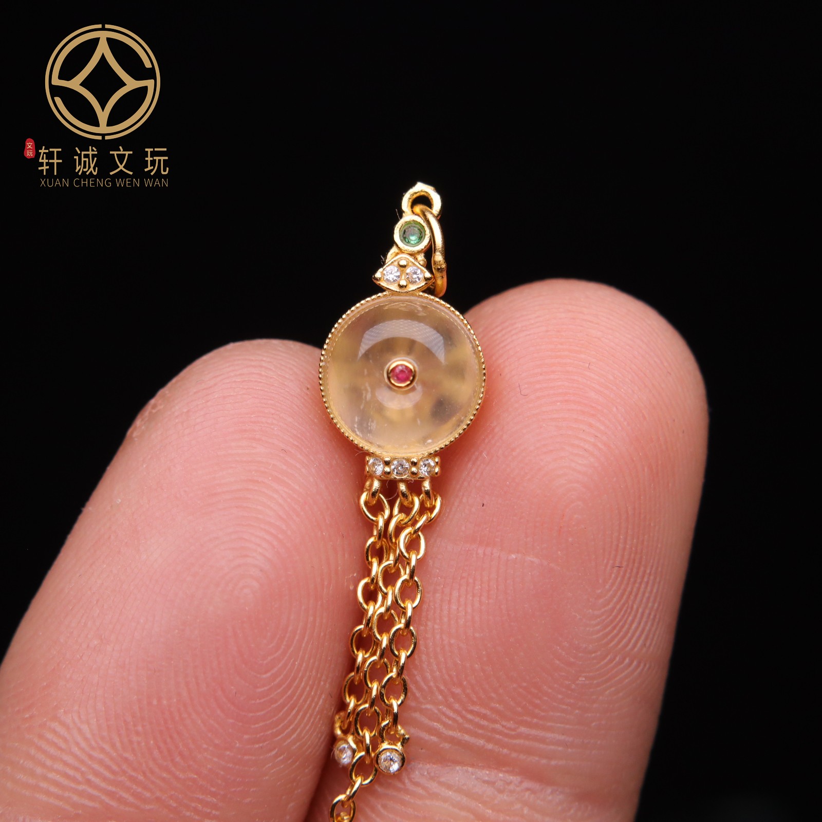 原创古法金镶嵌水晶吊坠隔珠配件散珠手链手串手链配饰流苏配珠