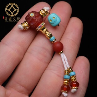 天然红玛瑙南红古法金阿呆三通套装组合佛头金刚108长串配饰配件