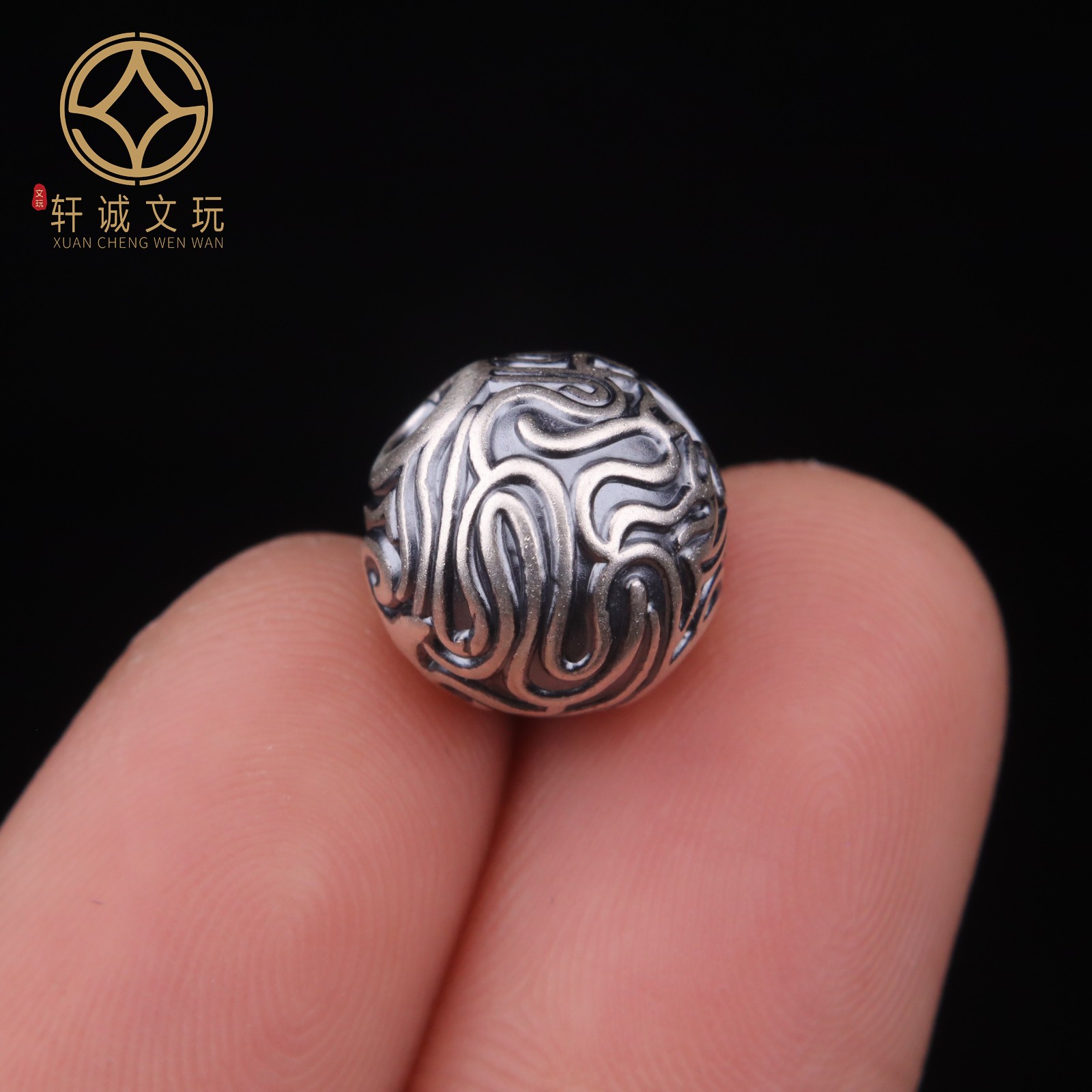 11.5MM足银999回纹顶腰珠隔珠手串手工串珠编绳diy文玩圆珠配饰珠