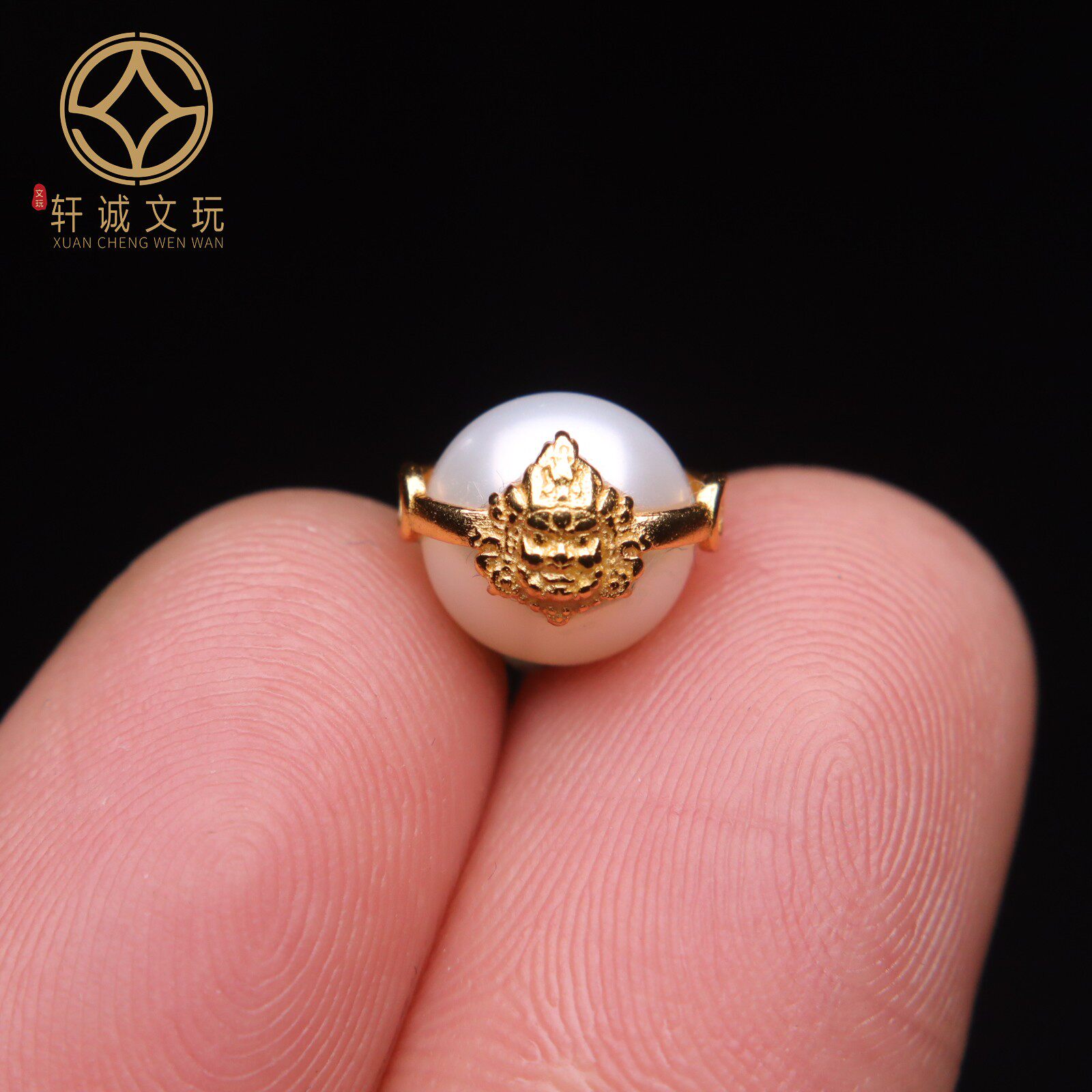 原创银镀金镶嵌天然珍珠黄财神桶珠散珠隔珠diy文玩配件配饰饰品