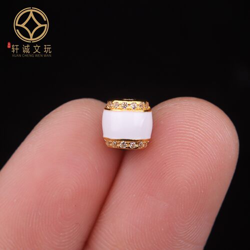 7MM银镀金925白大漆桶珠隔珠diy配件文玩配饰配件手串链散珠配珠
