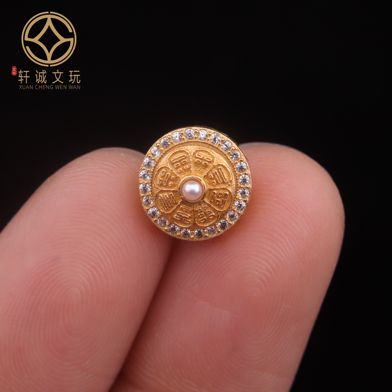 原创925银镀金镶珍珠可旋转桶珠腰珠隔珠串珠diy文玩手串手链配饰
