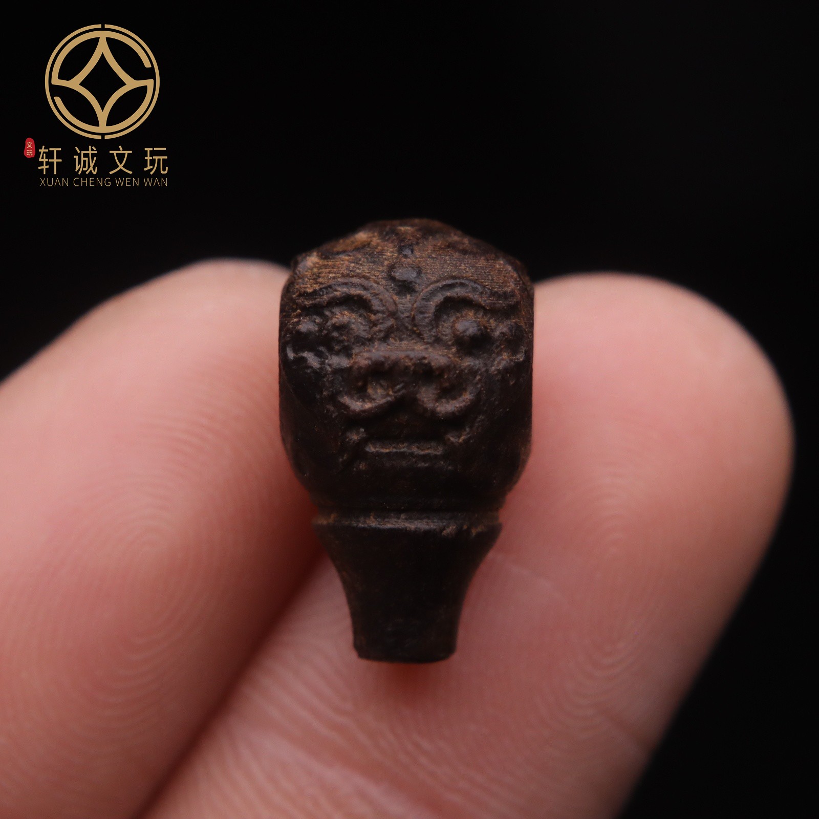 天然兽面沉香木三通佛头散珠DIY文玩金刚星月菩提配饰饰品配件