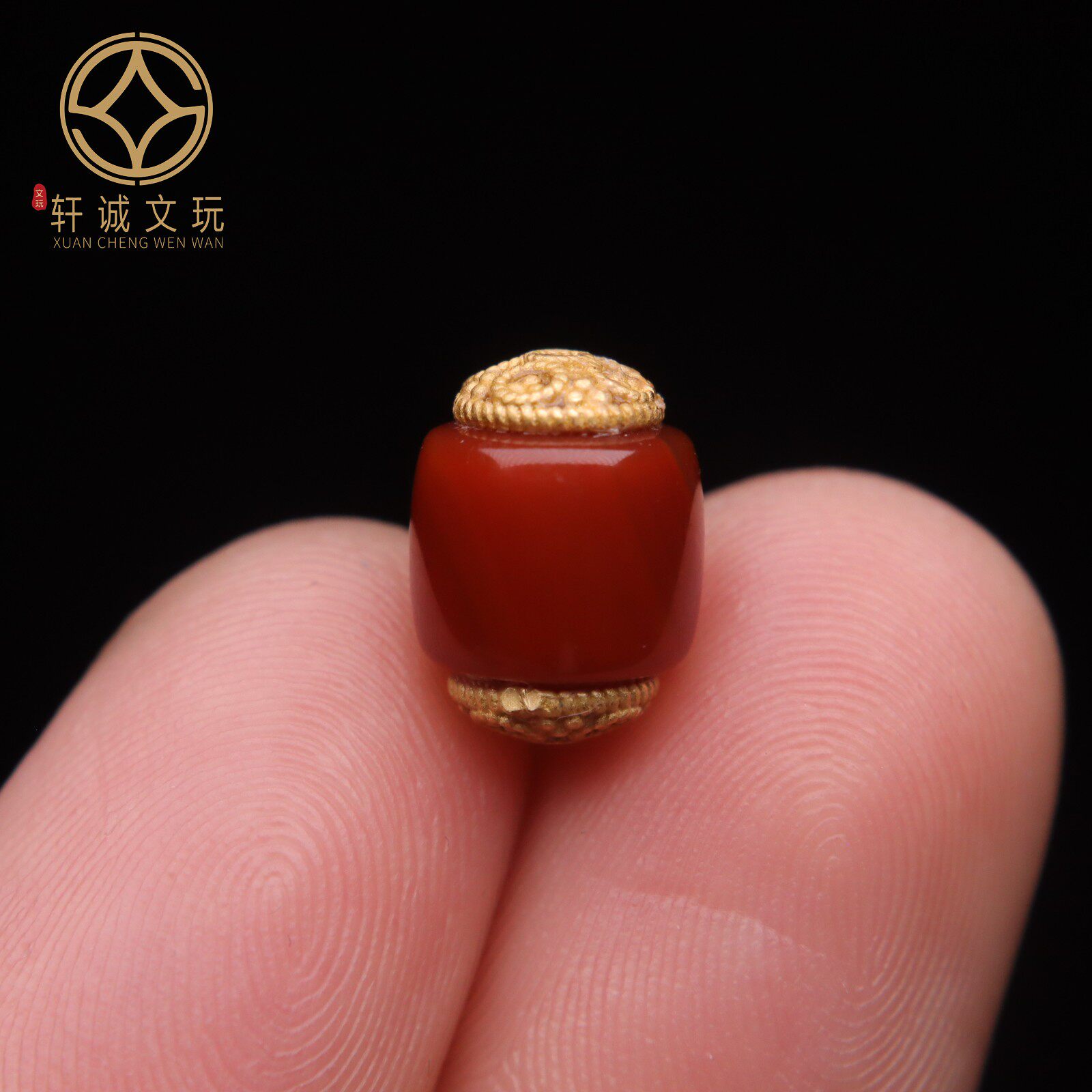 古法金银镀金天然南红玛瑙桶珠镶嵌手串手链配珠文玩DIY配件配饰