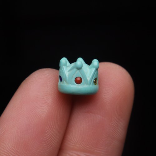 优化高瓷绿松石镶嵌古法金皇冠桶珠蒙松散珠手串手持108diy配饰