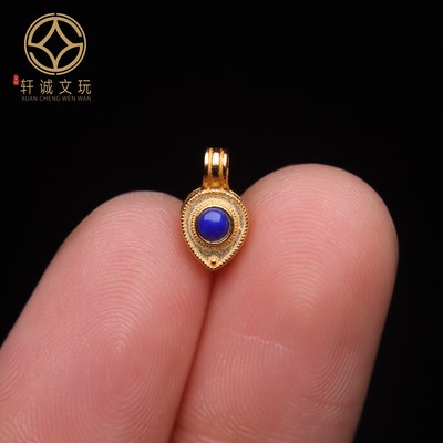 原创足银925银镀金青金石卡子隔片隔珠手串手链diy文玩配珠配饰