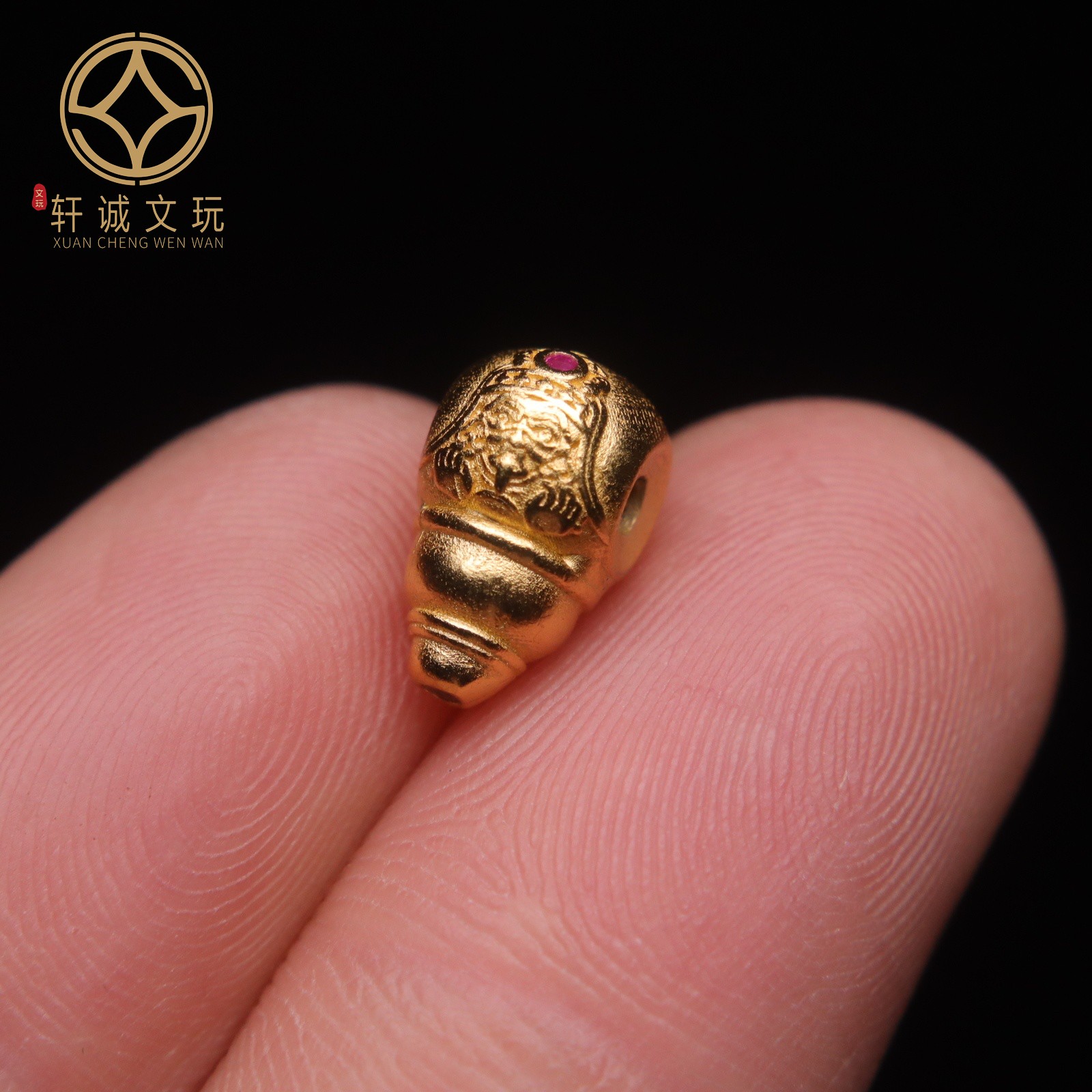 原创925银镀金扎基拉姆三通佛头隔珠手串diy配件金刚菩提文玩配饰