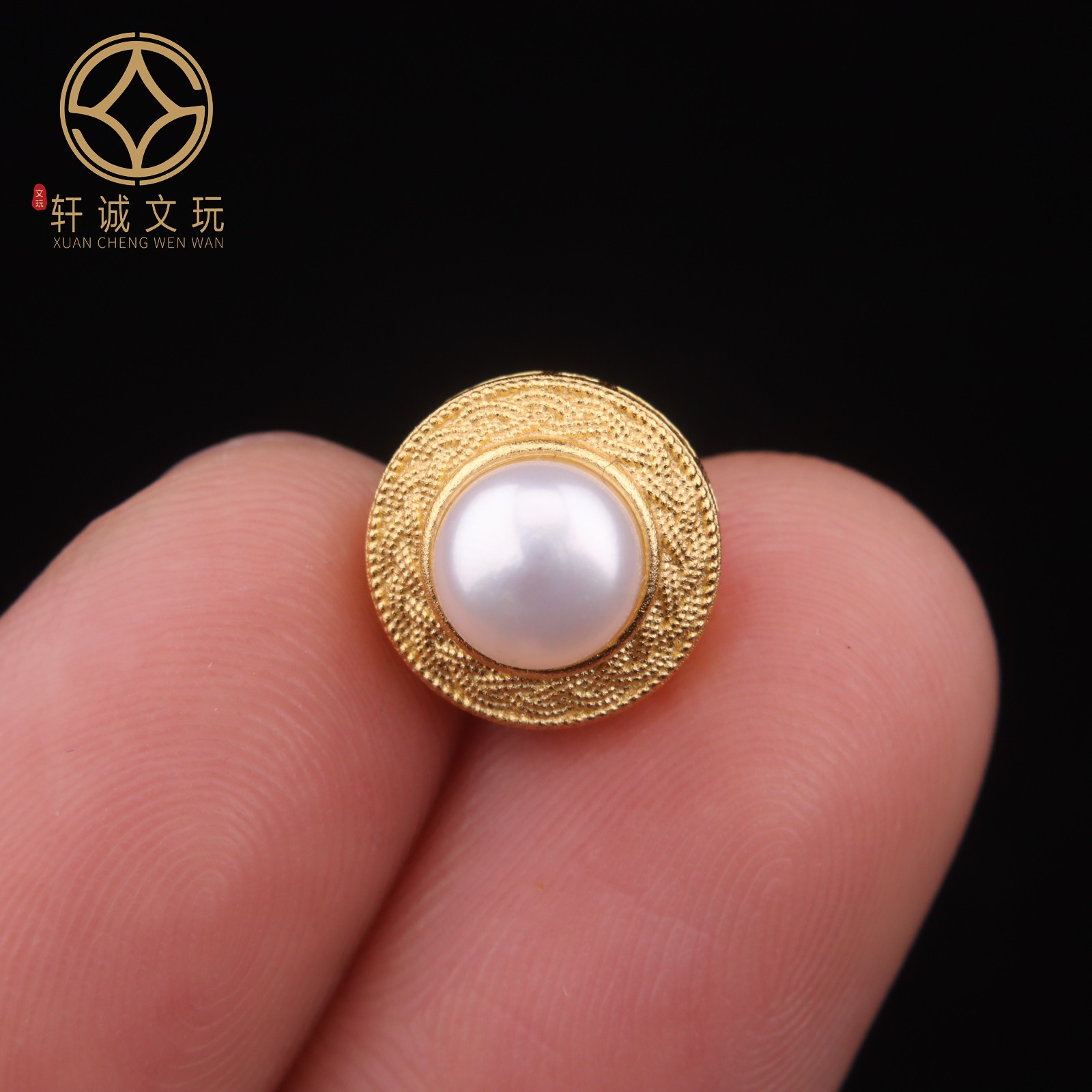 原创925银镀金半圆珍珠松石圆珠腰珠隔珠手工串珠diy文玩配饰珠