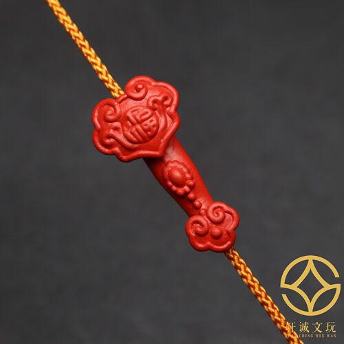 天然正品朱砂红砂如意吊坠顶腰珠隔珠金刚星月菩提手串文玩配饰