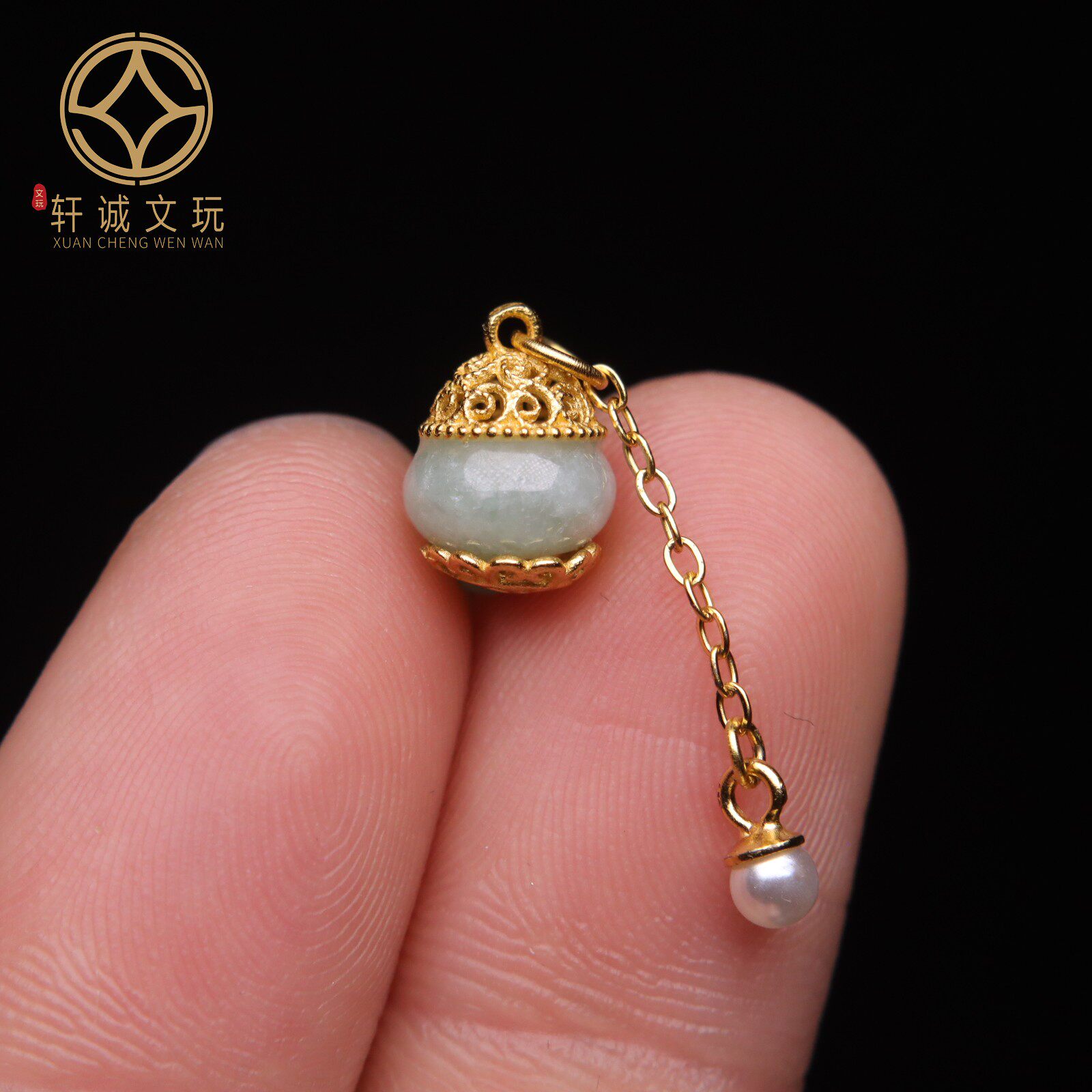 天然银镀金翡翠珍珠葫芦镶嵌DIY文玩配饰手串手链配件挂件配珠