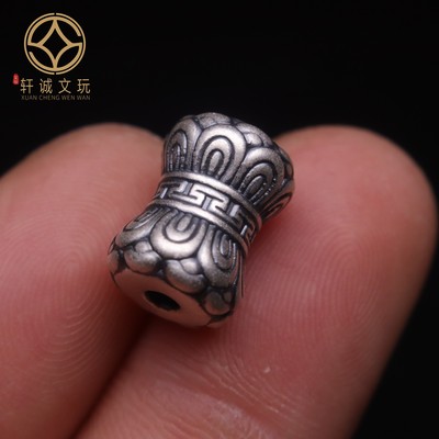 纯银足银999双面莲花配饰珠散珠圆珠顶珠腰珠金刚菩提diy隔珠配件