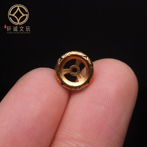 原创925银镀金回纹隔片隔珠手工串珠编绳diy文玩手串配饰配珠配件