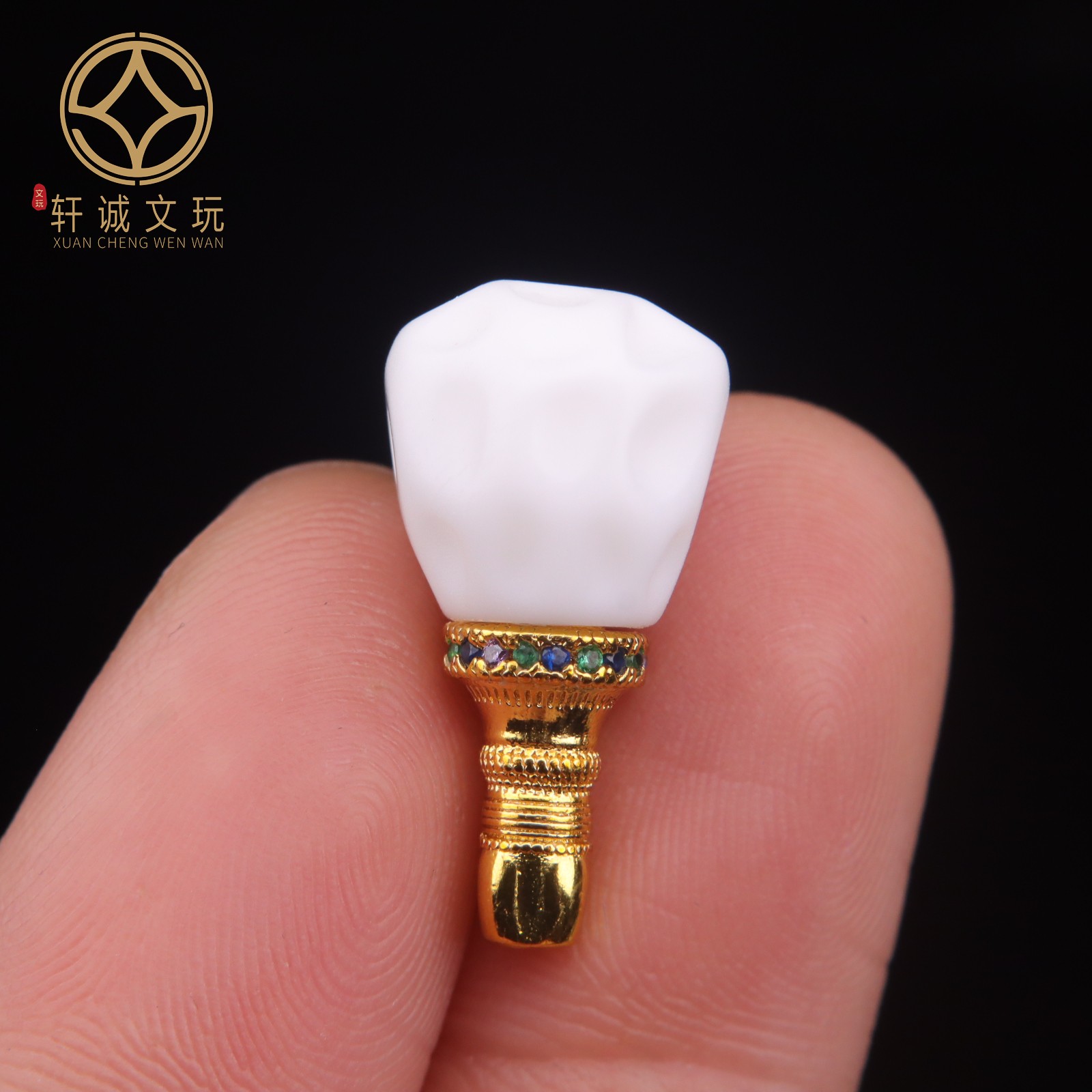 天然白贝母白琉璃古法金三通套装组合佛头菩提108长串配饰配件