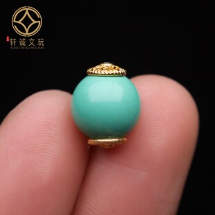 天然银镀金优化绿松石果绿白蓝老型桶珠蒙松散珠手串108diy配饰