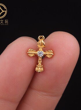 原创足银镀金925银克罗星菩提手串手工串珠diy文玩配饰配件吊坠