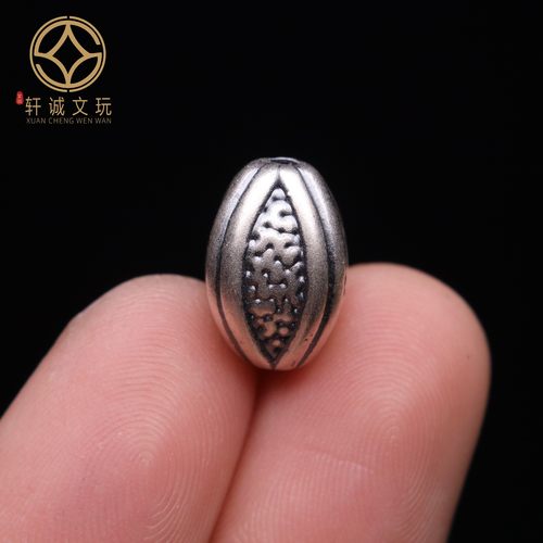 原创足银999橄榄桶珠顶腰珠手串手工串珠diy文玩配饰手链配件