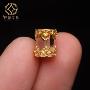 原创银镀金配件天然水晶镶嵌金刚杵隔珠散珠桶珠DIY文玩配饰配件