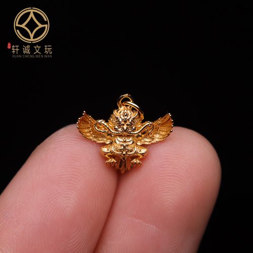原创足银925银镀金大鹏鸟顶腰珠手串串珠diy文玩配饰配珠饰品