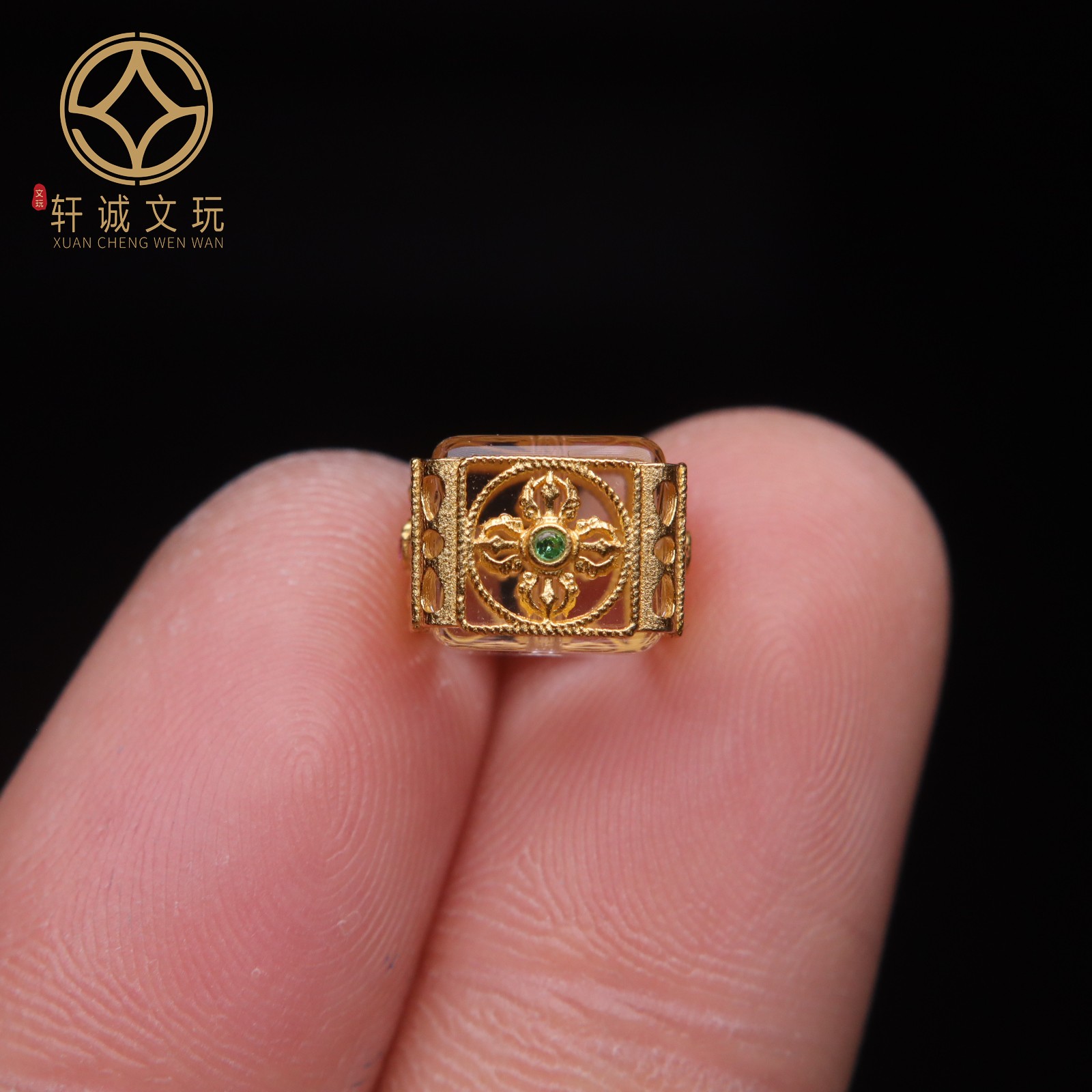 古法金银镀金配件天然水晶镶嵌金刚杵隔珠散珠圆珠子DIY文玩配饰
