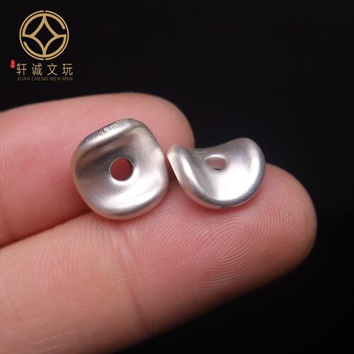 s999纯银隔片随形平安扣面包圈墩子配饰DIY配件珠佛珠文玩手串
