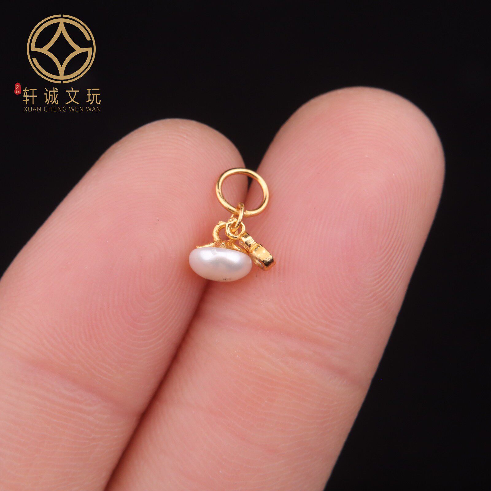 原创925银镀金珍珠圆珠镶嵌桶珠腰珠串珠diy文玩散珠配饰手串配件