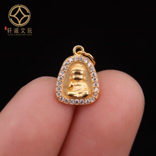 原创925银镀金无相佛宝宝佛金刚杵观音吊坠diy文玩牌子配饰配件