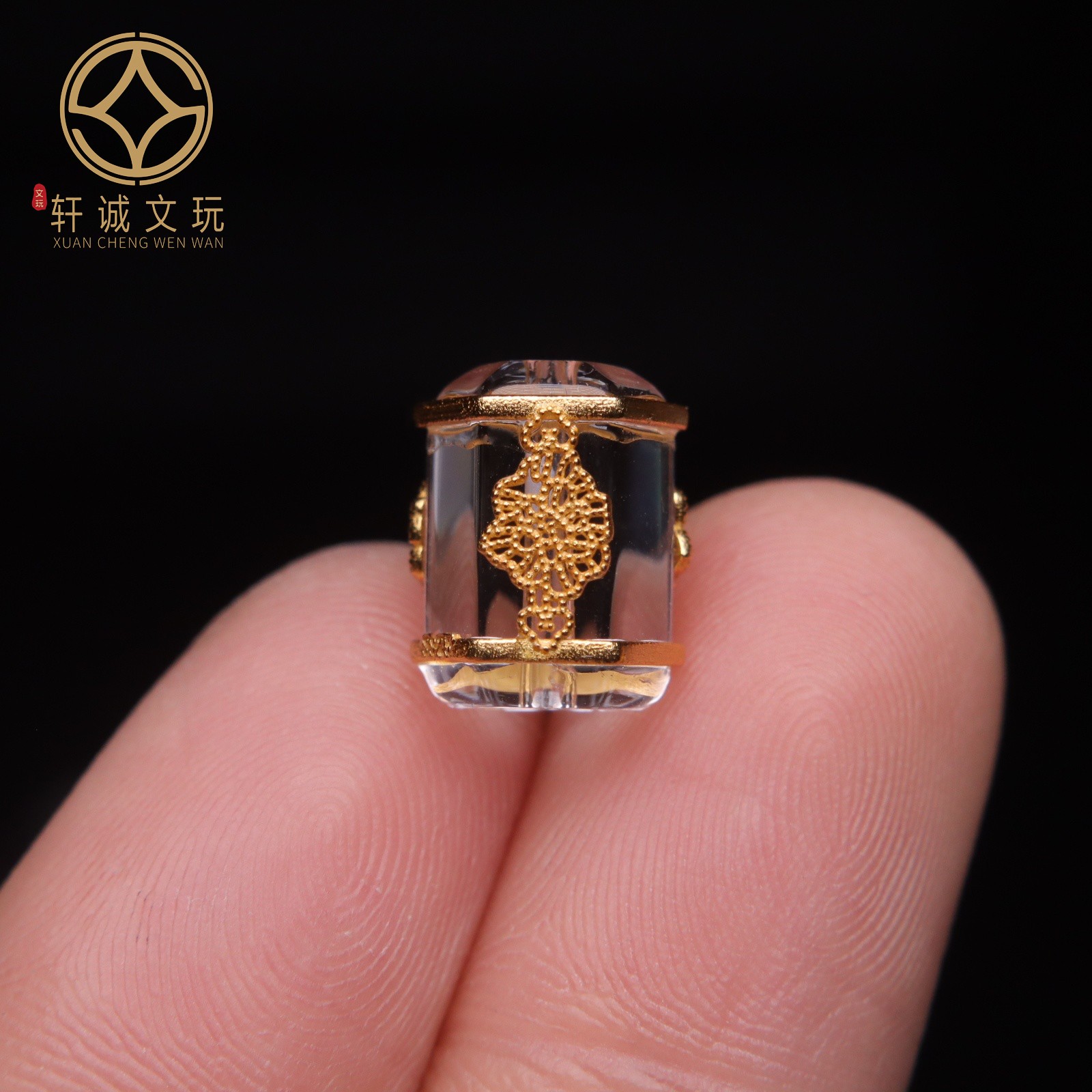 古法金银镀金配件天然水晶镶嵌隔珠散珠桶珠珠子DIY文玩配饰配件