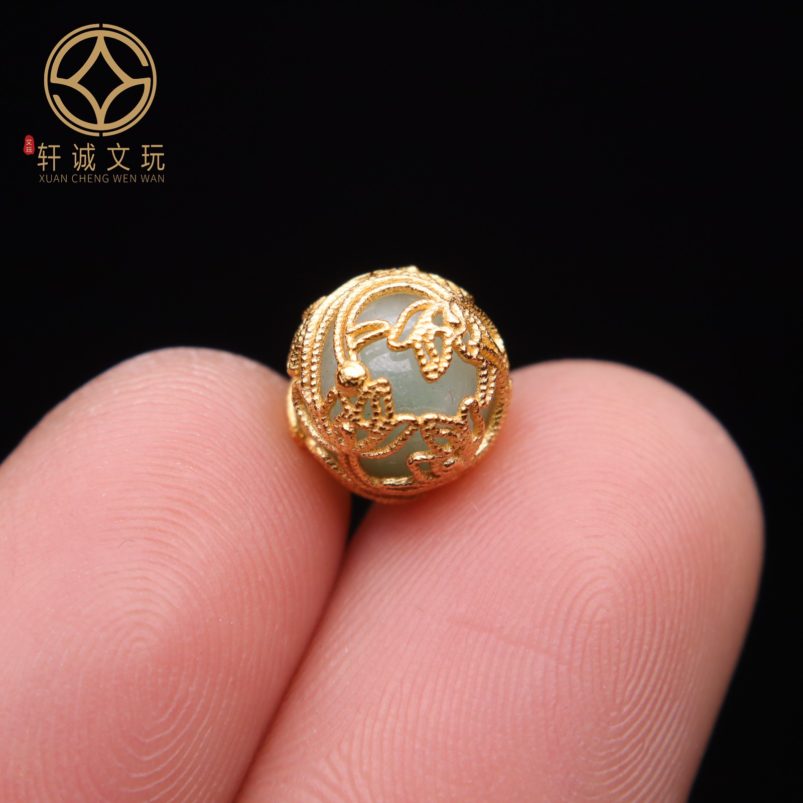 原创足银925银镀金翡翠花顶腰珠隔珠手串手工串珠编绳diy文玩配饰