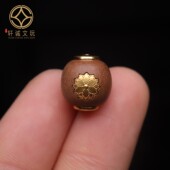 原创S925银镀金六瓣莲花护身桶珠天然沉香木散珠DIY文玩配饰配件