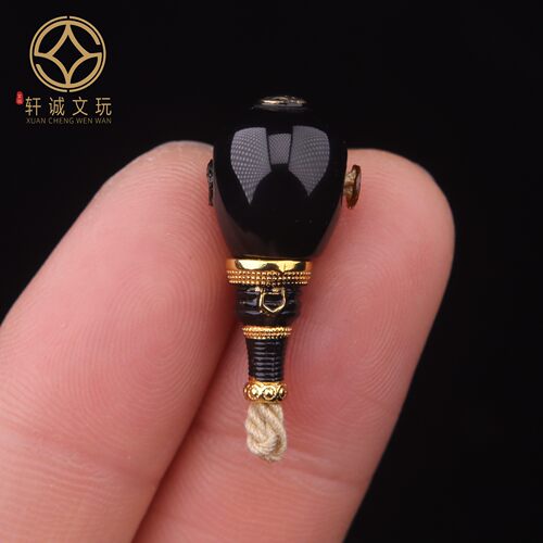 11MM天然黑玛瑙古法金三通佛头星月金刚108长串配饰配件文玩饰品
