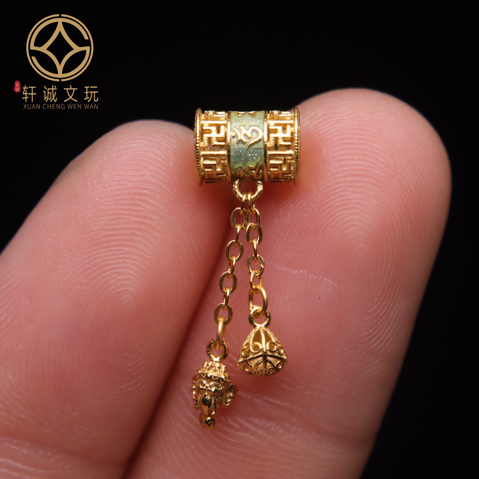 S925纯银镀金六字真言莲花莲子桶珠隔珠配件配珠手串手链桶珠
