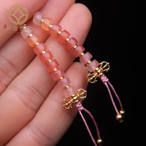 原创古法金粉玛瑙隔片弟子珠侧挂桶珠腰珠串珠编绳diy文玩配饰珠