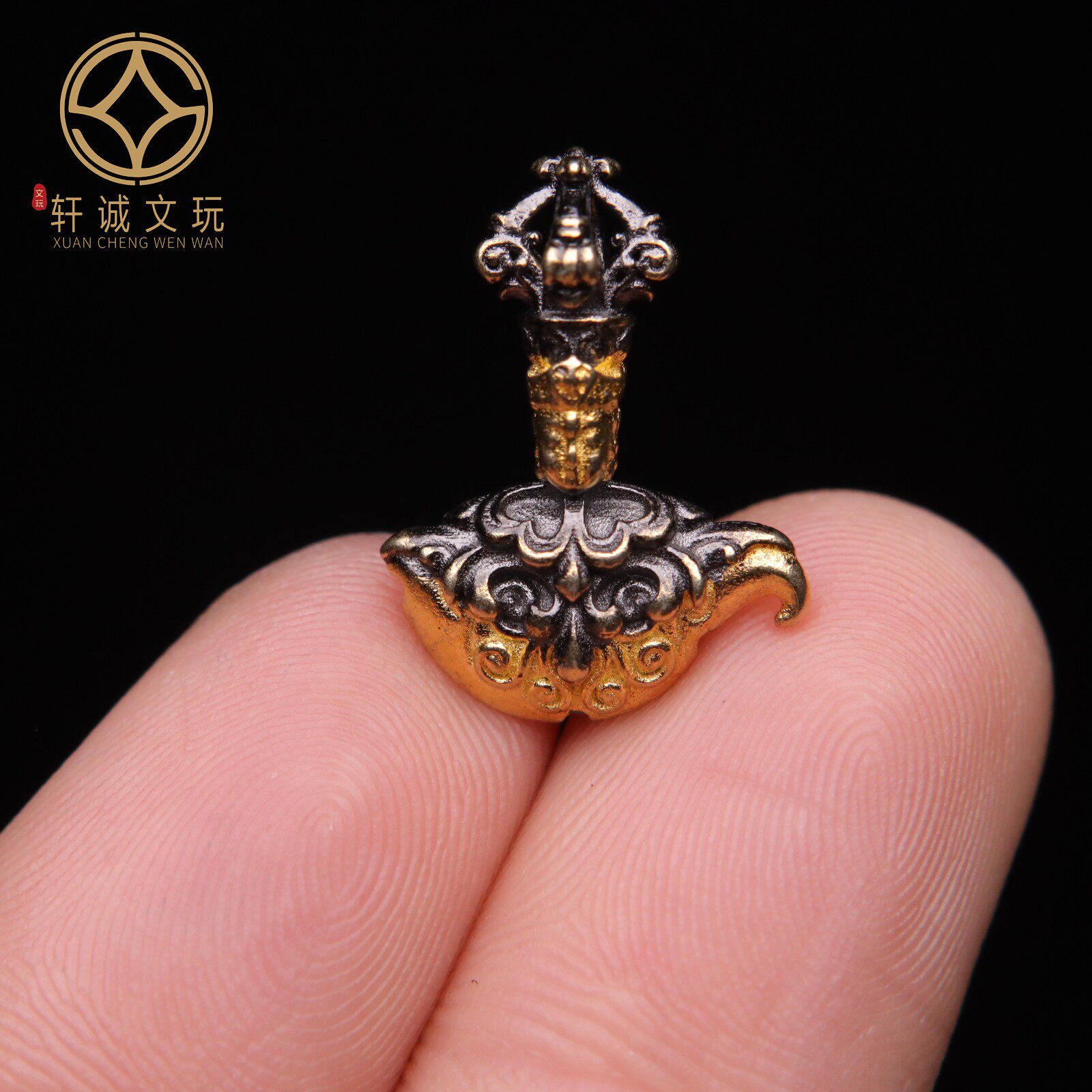 原创925银镀金金刚杵背云小配件挂件吊坠饰品金刚菩提文玩配饰